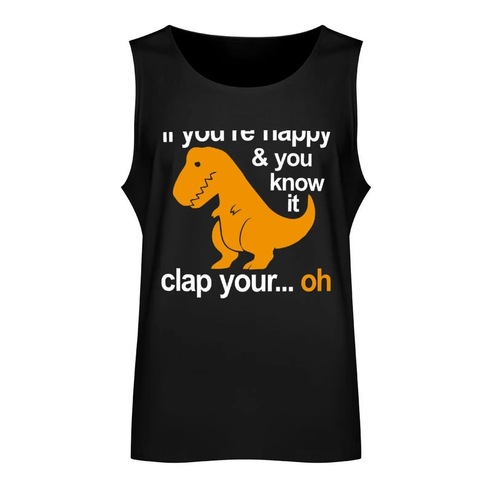 Dino Clap Your Hands: Playful T-Rex and Happy Rhymes Tank Top Top summer clothes man 2024 Men's clothes gym clothes men