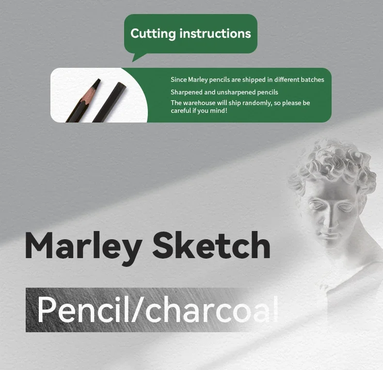 Professionelles Kohle- und Graphitstift-Set für Künstler, Zeichen- und Skizzierbedarf, 2H HB B 2B 3B 4B 5B 6B 8B – Detail 1