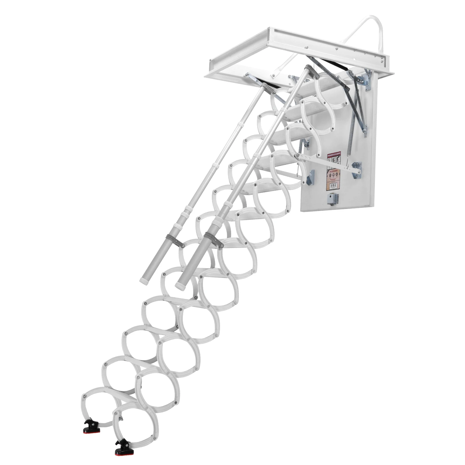 

12 Steps Steel Attic Staircases with Handrails Loft Extension Staircase 660LBS Capacity Height Adjustable For Home Duplex Villas