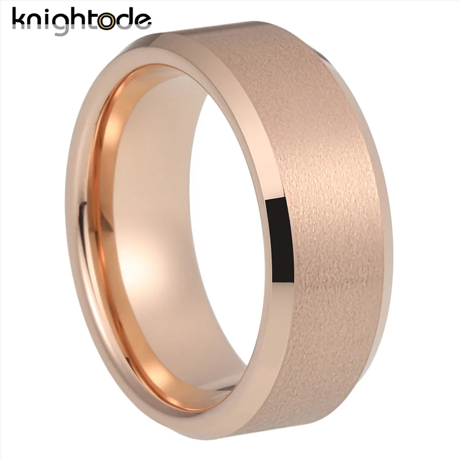 8mm 6mm Tungsten Carbide Wedding Band Men Women Engagement Rings Couples Jewelry Beveled Polished Flat Matte Finish Comfort Fit