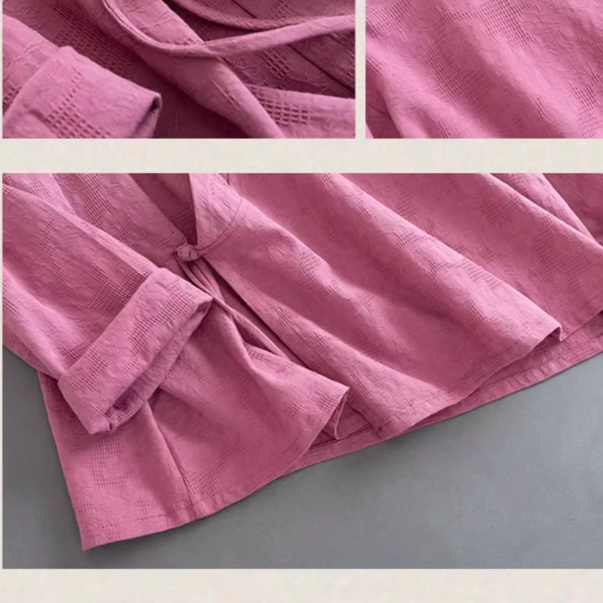 Summer Cotton and Linen Women's Shirt Cross V-Neck Long Sleeve Chinese Style Top Tea Clothing Hanfu Thin Loose Blouse