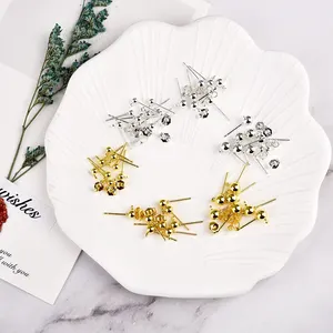 50 pcs/lot gold silver Earring Studs Base Pins 925 Bathed to Silver Earring Ear Ear Diy Jewelry Making discoveries accessories 8 Main Base Sales for Earring - №1