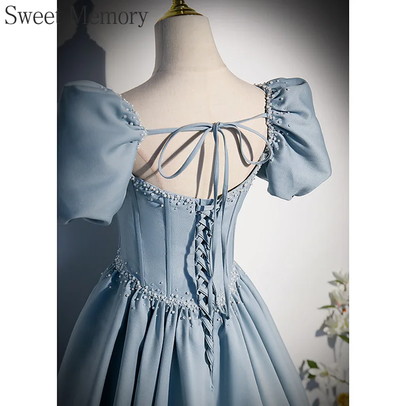 D4150 Customized Light Blue Long Bespoke Occasion Dresses Sweet Memory Princess Banquet Party Ball Prom Performance Dress