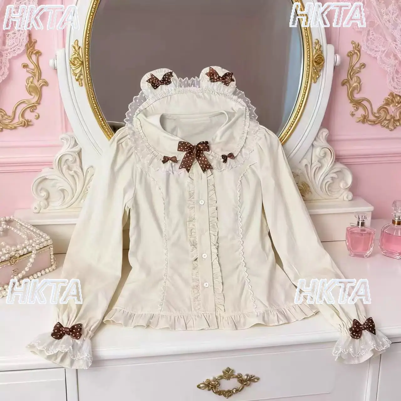 

Милая блузка в стиле Лолита с длинным рукавом, мягкая женская рубашка, новинка Весна-Лето 2026, белая женская блузка-рубашка