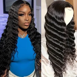 13x6 Hd Loose Deep Wave Lace Frontal Wig 250 Density Glueless Natural Wave Curly Lace Front Human Hair Wigs For Women 30 34 Inch