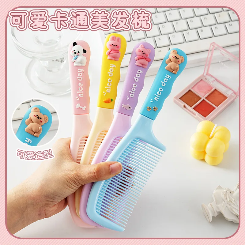 

Cute Cartoon Baby Hair Brush Milk Tea Color Comb Kawaii Bear Bunny Soft Handle Resin Comb for Little Girl Hair Accessories