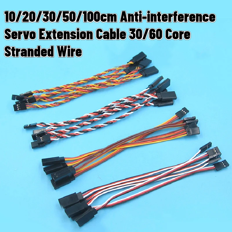 

1pc 10/15/20/30/50/100cm Anti-interference Servo Extension Cable 30/60 Core Stranded Wire For Futaba JR Servo Helicopter Car Toy