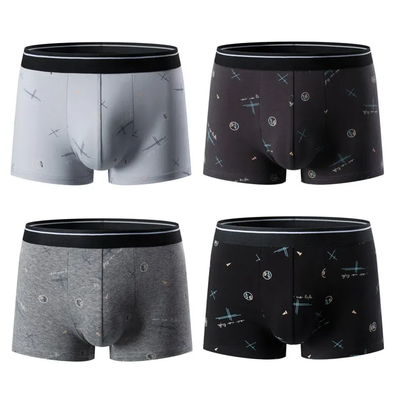 4pcs Man Panties Men S Cotton Boxer Pants Antibacterial Breathable Boxers Large Size Summer Pants Head Boys Shorts