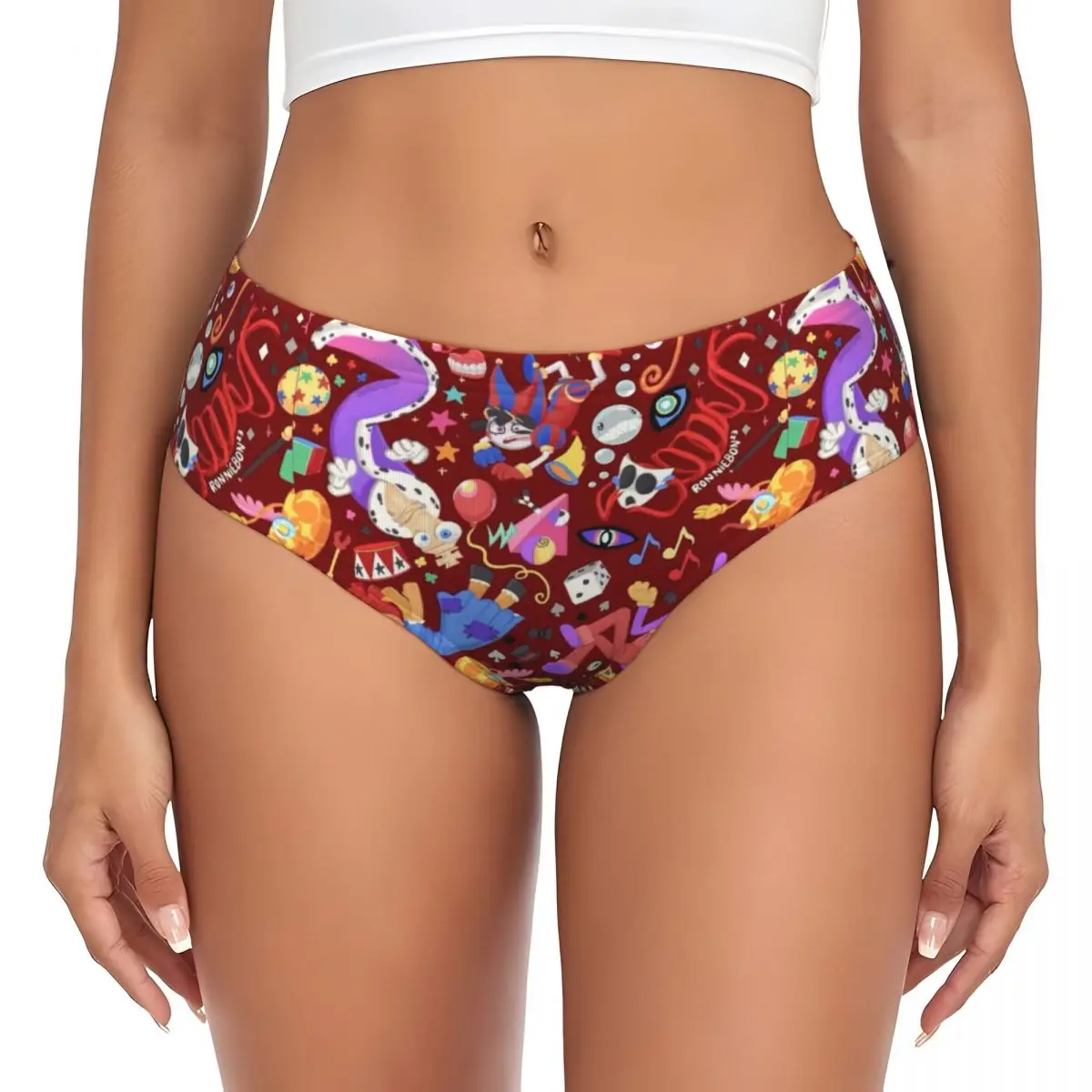 Custom Funny Cartoon The Amazing Digital Circus Brief Panties Womens Stretch Underwear