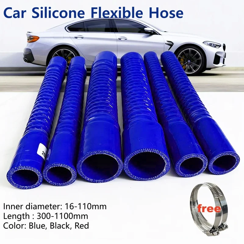 

Blue Universal Silicone Flexible Hose Steel Wire Corrugated Tube Intercooler Hose Air Intake Pipe Radiator Tube Silicone Hose