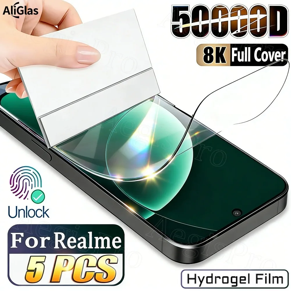 

5PCS Anti-Scratch Hydrogel Film For Realme 12 13 14 15 Pro Plus Screen Protector For Realme C75 C61 C51 C35 Water-Resistant Film