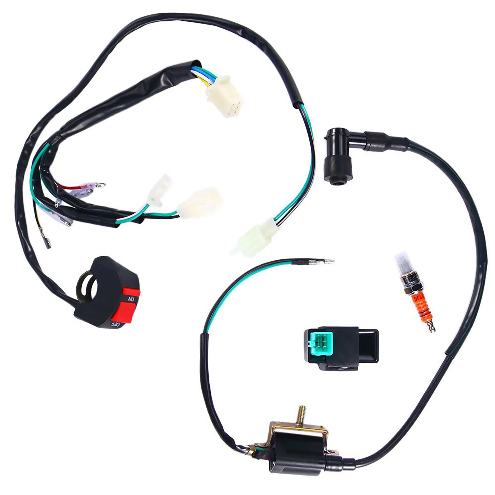 Ignition Coil Wiring Loom Harness Kill Switch CDI Spark Plug Kit Fits For Honda 110cc 125cc 140cc Dirt Bike Accessories