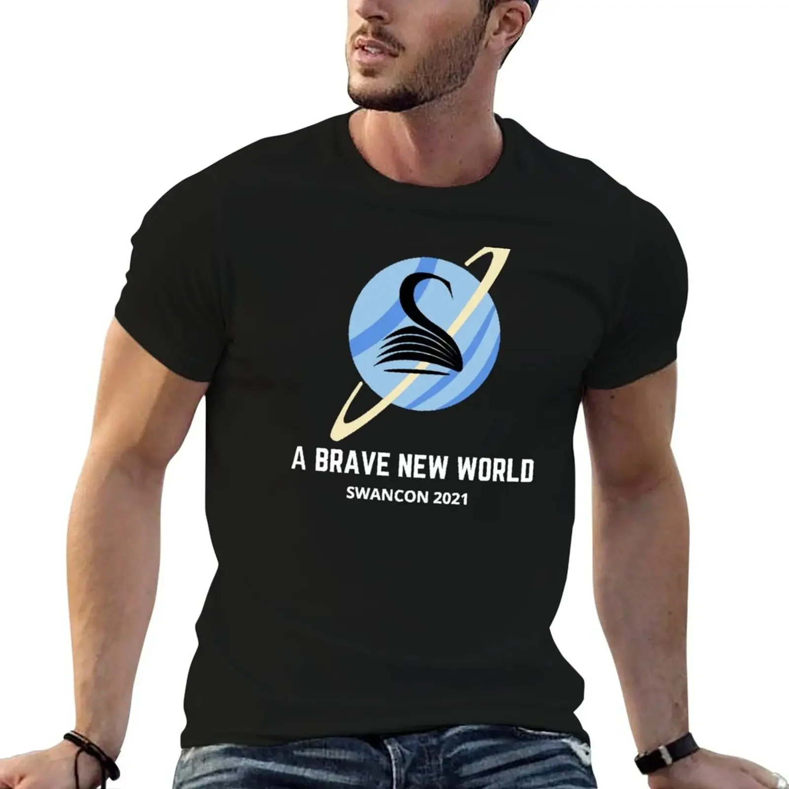 Swancon 2021 A Brave New World in Blue T-Shirt vintage graphic tee graphic t shirt vintage designer shirts mens tall t shirts