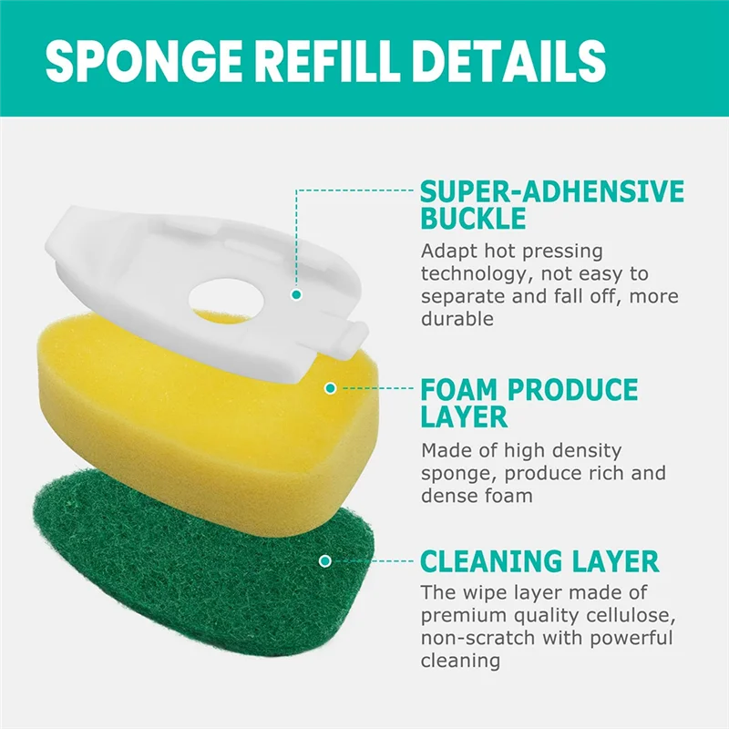 Necessary Push-Type Automatic Filling Brush Lazy Cleaning Brush Sponge Head Dish Brush Long-Handled Pot Brush