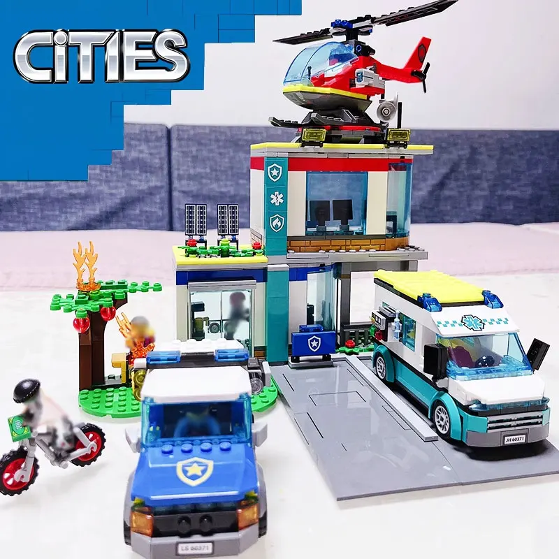 The new city series 60371 three-in-one emergency rescue center children's educational fun assembly boys and girls children's bui