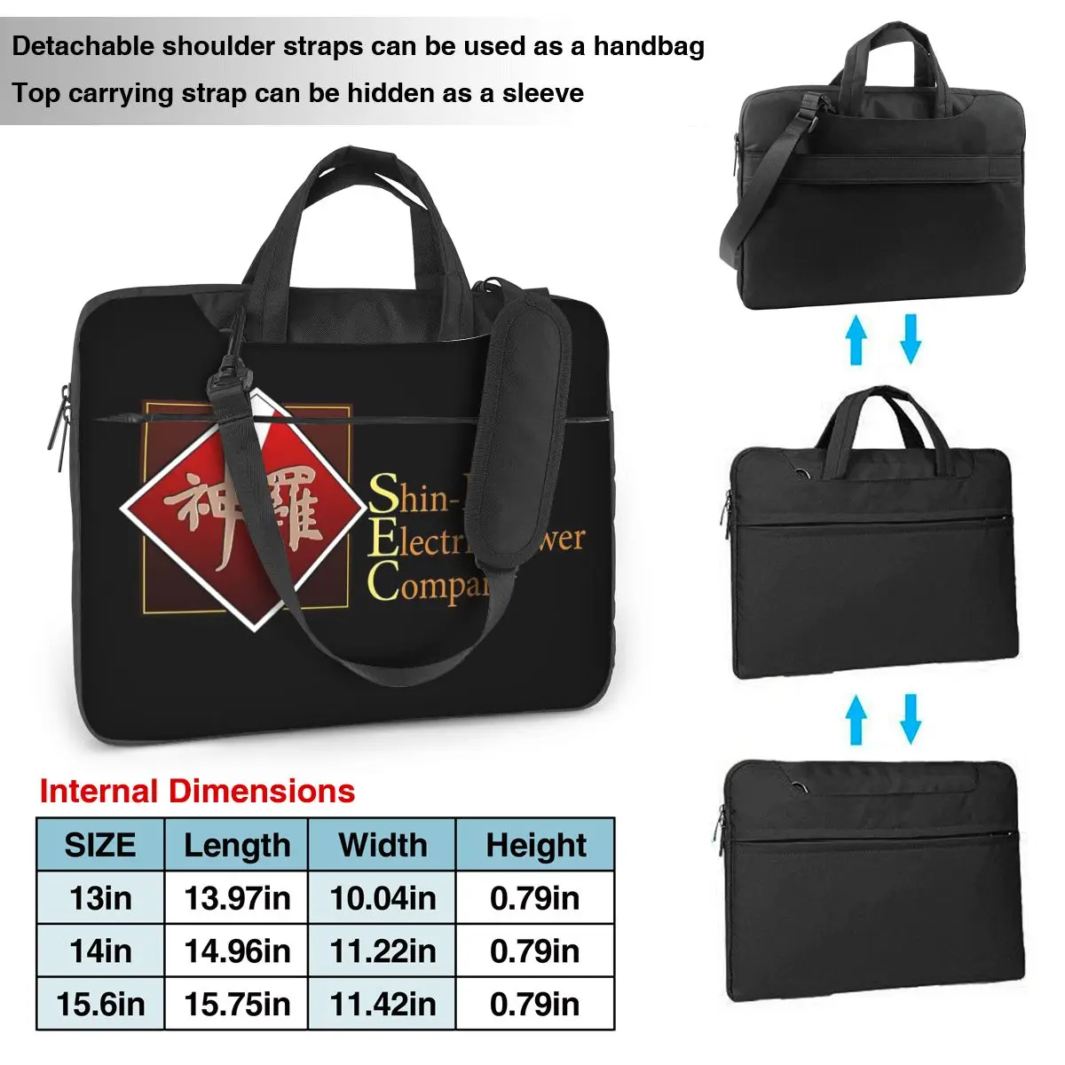Shinra Final Fantasy Laptop Bag Shockproof Case Computer Bag 13 14 15.6 Inch Crossbody Notebook Pouch For Macbook Pro Air