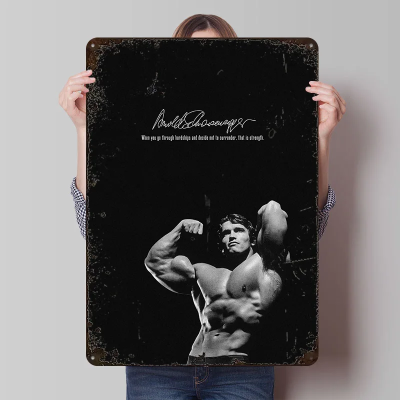 Arnold Schwarzenegger Printed Poster Customized Wall Art Retro Vintage Metal Tin Signs for Bathroom Decor Room Decoration Garage