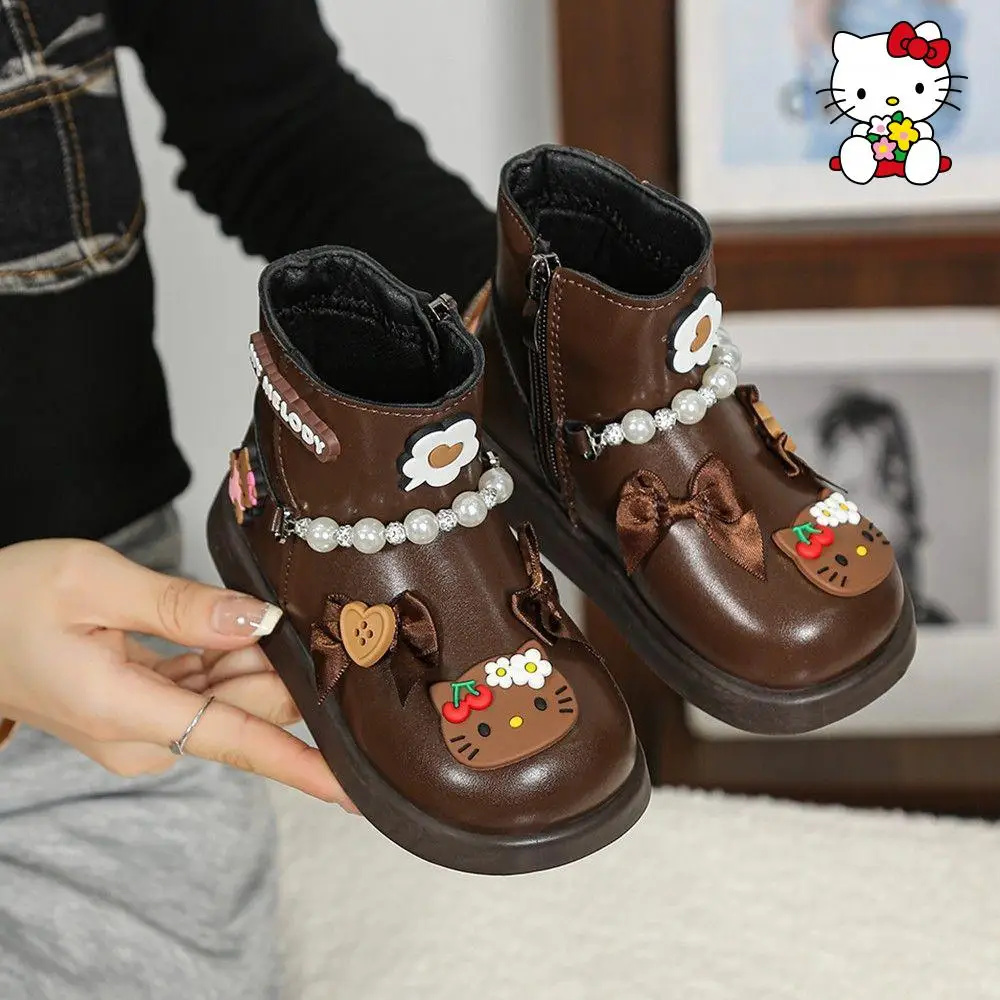 مرحبا كيتي سانريو الطفل فروي النعال الفتيات الفراء أحذية الأسنان الشتاء فتاة أحذية رياضية الرضع أحذية أطفال طفل الأطفال الأطفال
