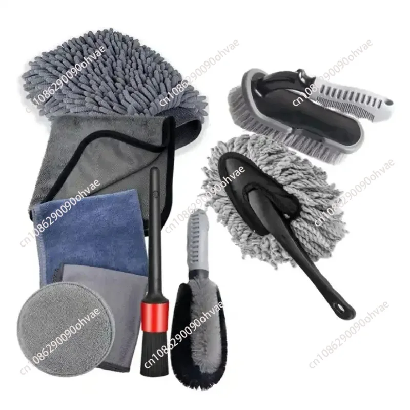 9 PCS Car Detailing Brush Set Car Cleaning Brushes For Car Wheels Washing Microfiber Duster Tools