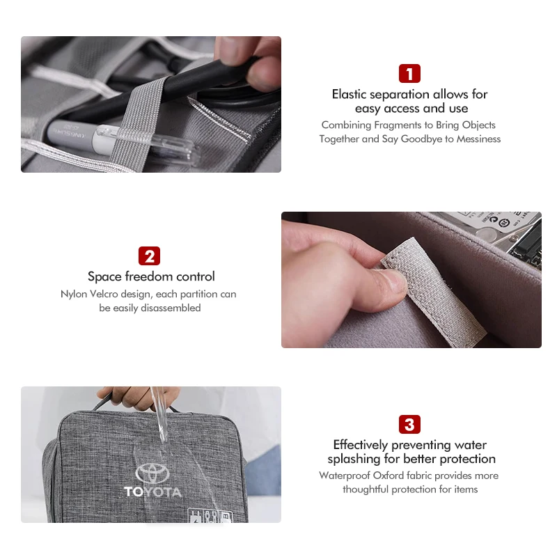 Car Multifunctional Bi-fold Storage Bag Double Zipper Large For Toyota Avalon Verso Fortuner 4Runner Highlander Land Cruiser