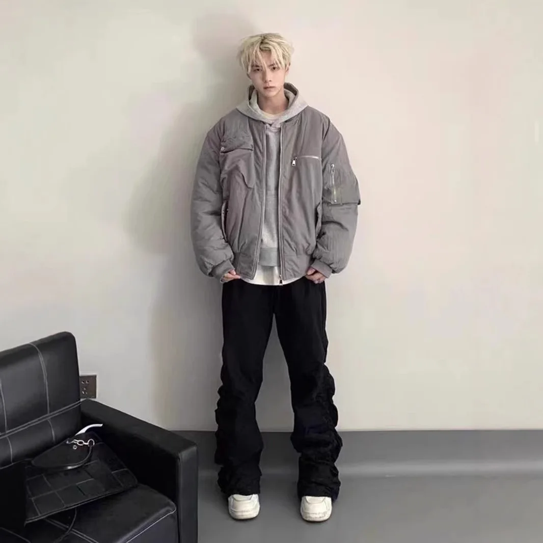 

Американский летный костюм в стиле ретро, утолщенная бейсбольная форма, мужская осенне-зимняя рабочая одежда с несколькими карманами, модная куртка на молнии