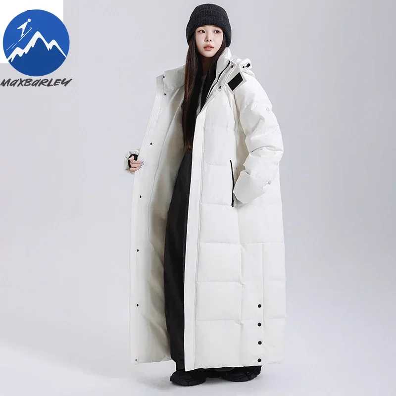 2025 Winter Long Down Jacket Mens Womens Luxury Lightweight Hooded Goose Down Warm Parka Streetwear Snow Ski Thick Puffer Jacket