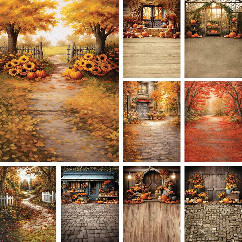 Fondo de fotografía Mehofond otoño rústico granero calabaza cosecha arce niños cumpleaños arte retrato decoración telón de fondo estudio fotográfico