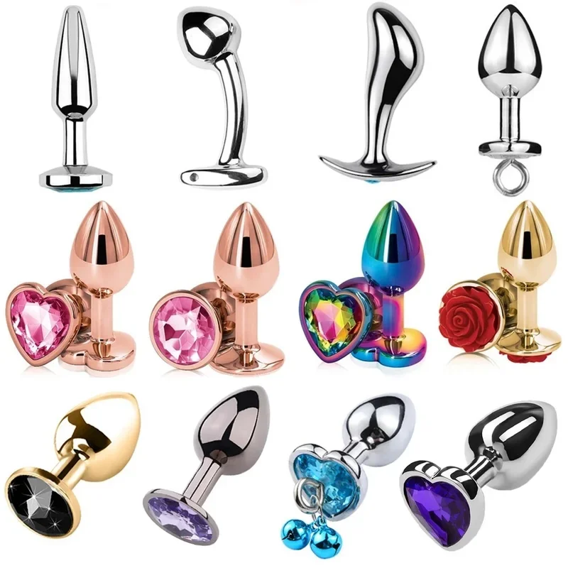 Small size metal beads mini rainbow rose gold butt plug crystal jewelry trainer Anal Dildo masturbation sex toy