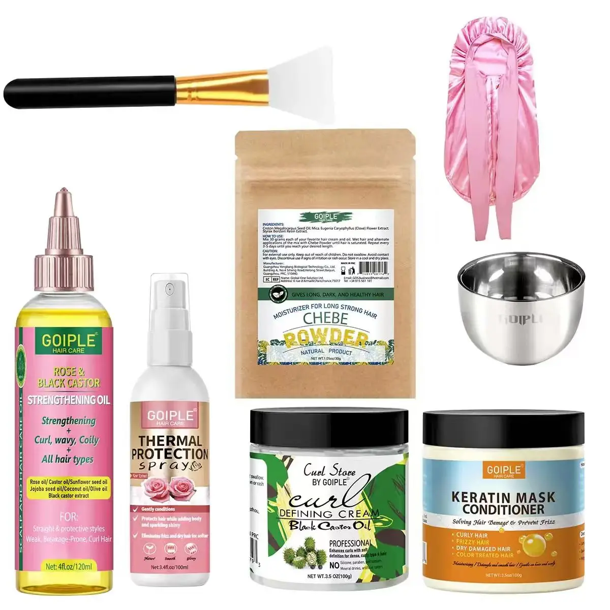 

Curl Cream Rose & Black Castor Oil Smooth Shiny Keratin Mask Chebe Essence Anti-frizz Thermal Protection Spray Hair Care Product