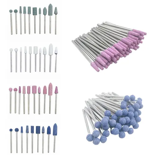 50 unids/pack de brocas para uñas de corindón, cortadores rotativos de rebabas de piedra de cerámica de 3/32 ""para herramienta de accesorios para uñas de manicura