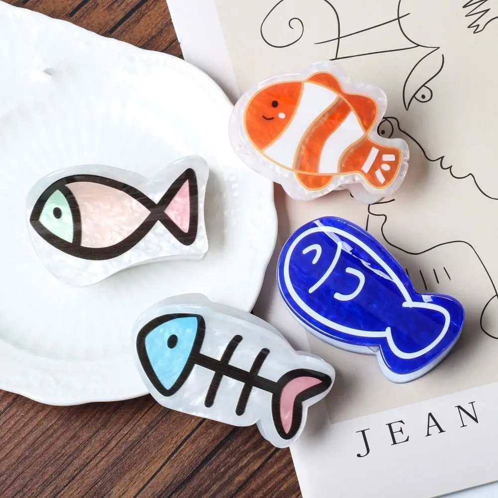 Fish Bone Cute Fish Hair Grab Clown Fish Dolphin Cartoon Hair Claw Geometry Marine Organism Acrylic Shark Clip Streetwear