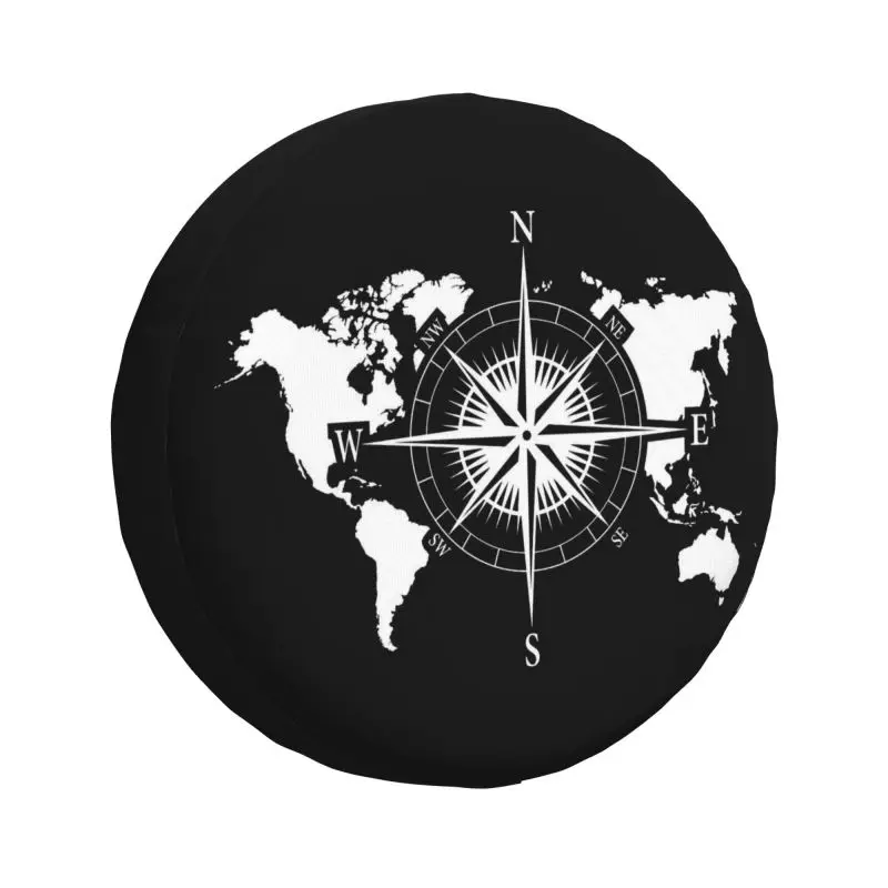 World Map Compass Spare Wheel Tire Cover for Toyota Suzuki Camper Adventure Jeep RV Trailer Vehicle Accessories 14