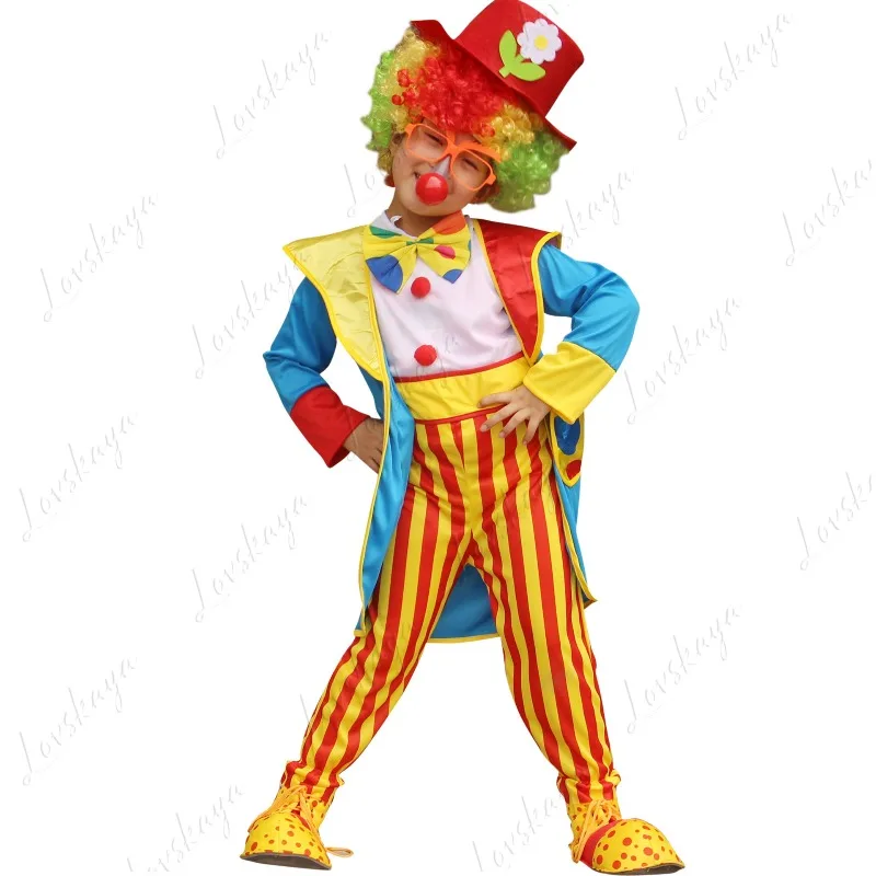 

Kids Unisex Halloween Clown Costume Set with Hat and Mask