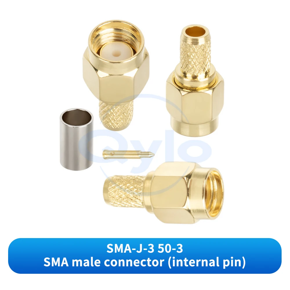 Solid copper SMA-J-3 threaded internal screw SMA male/female connectors for crimping RG58/50-3 feedline SMA connectors (1 pcs)