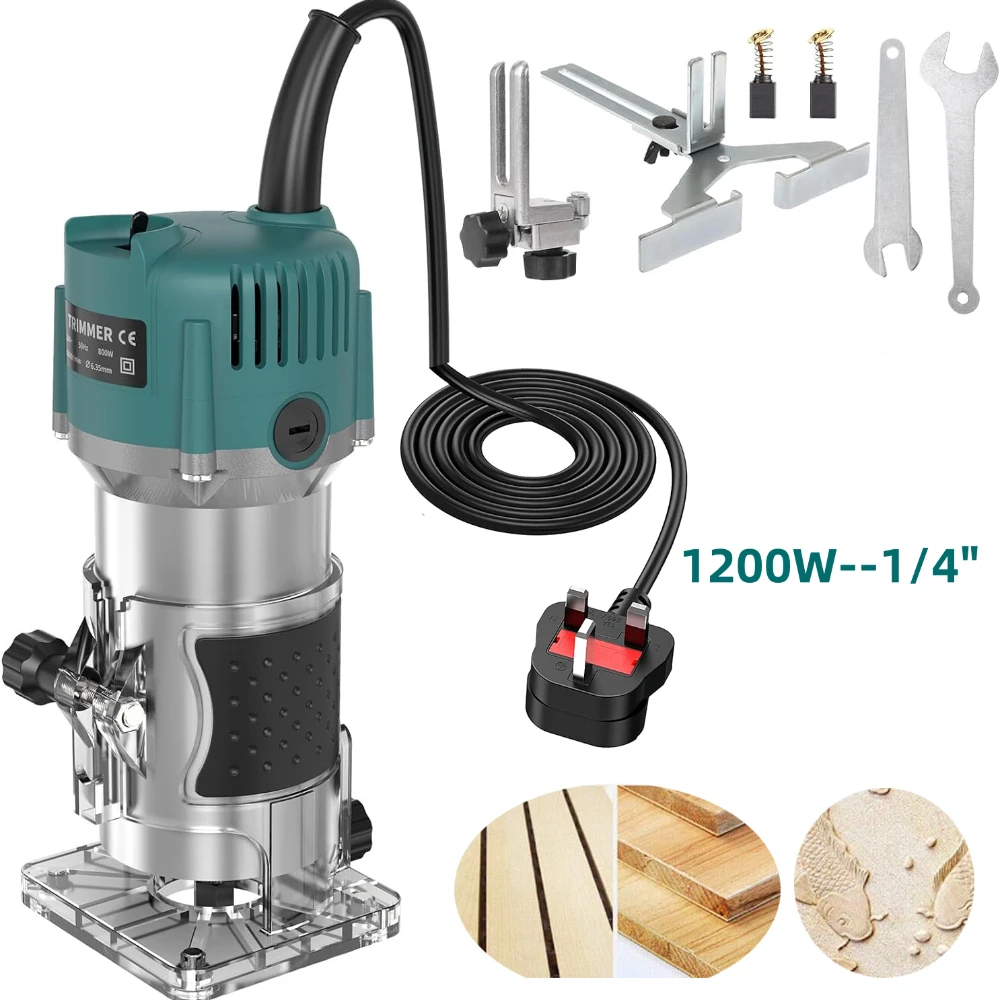 1200W Electric Hand Trimmer Palm Router 1/4" Wood Handheld Router Laminator 220V