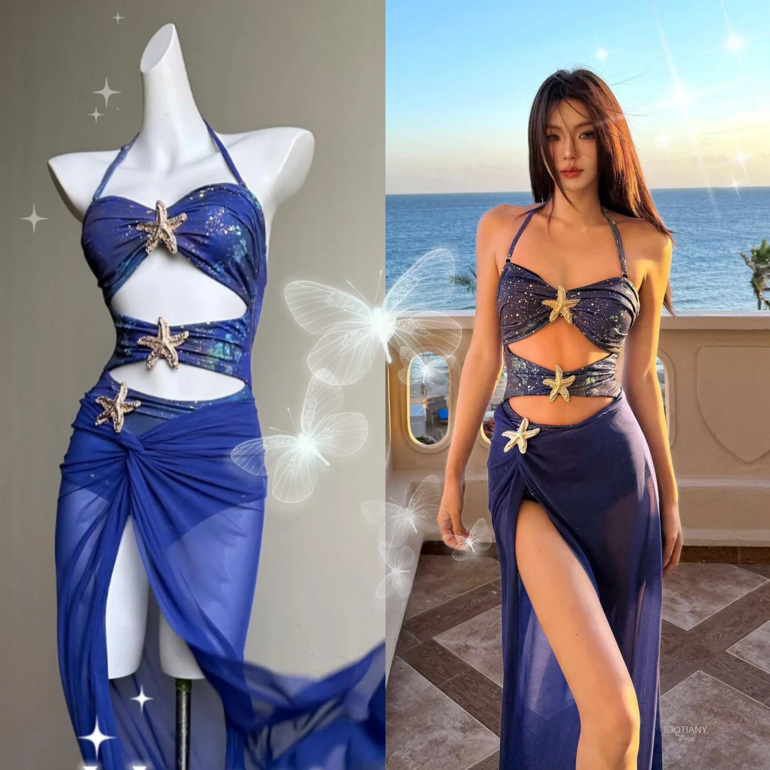 

Island Vacation Sapphire Blue One-piece Beach Maxi Dress Sexy Swimsuit Cosplay Anime Ladies Sexy Summer Swimsuit Casual Bikini