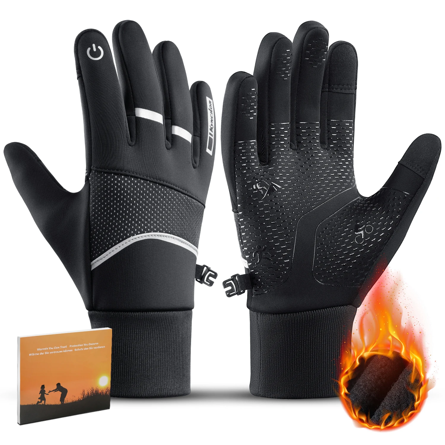 1 Paar Herbst- und Winter-Fahrradhandschuhe – warme und dicke, winddichte Sporthandschuhe, geeignet zum Skifahren, Radfahren und Ausgehen