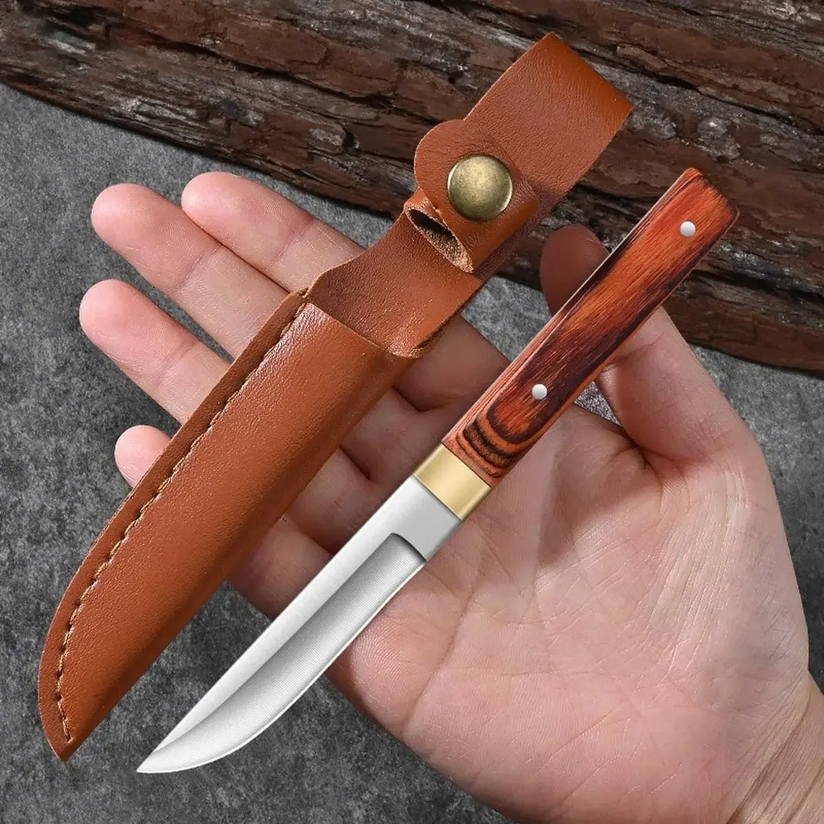 High quality stainless steel forged portable outdoor kitchen knife, fruit knife, fishing knife with sheath, sharp meat knife