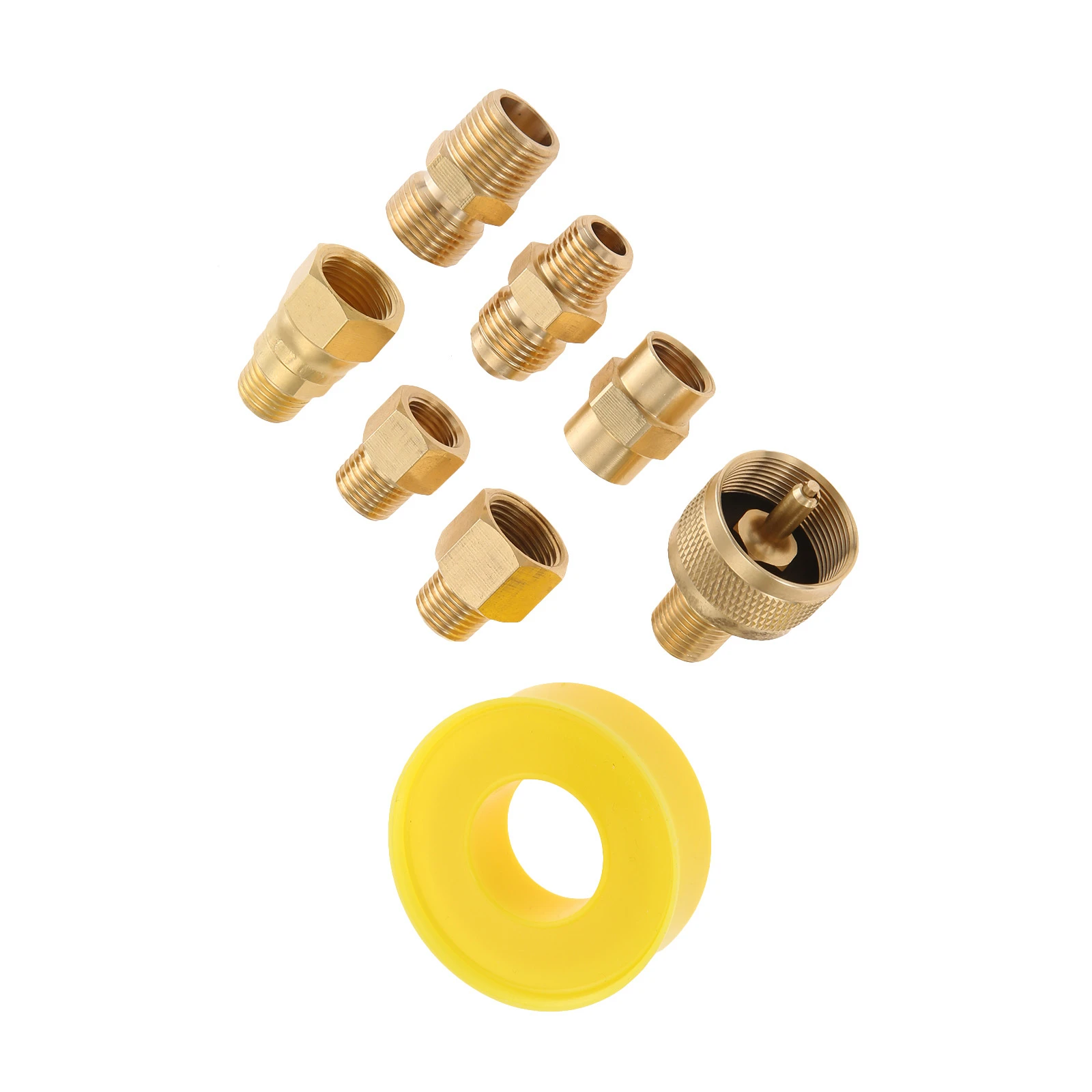 

8Pcs Propane Weed Torch Gas Tank Bottle Converter Kit 1lb Fitting with 3/8" 1/4"NPT M12X1.25 1/4" Ball Flare Swivel Adapters