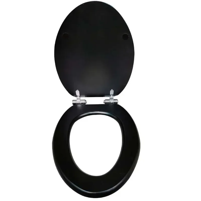 Universal Thickened Seat Ring Solid Wood Toilet Seat Cover Black Walnut Stainless Steel Cushioning Sagging Hinge Seat