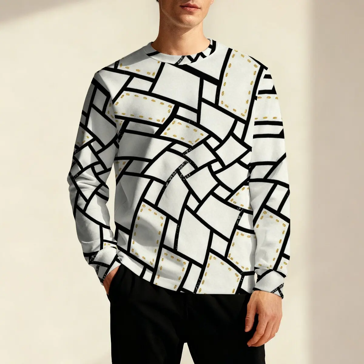 

Самая продаваемая мужская толстовка с капюшоном: черно-белый клетчатый принт с шикарным дизайном, минималистичный современный стиль для ежедневных поездок на работу.