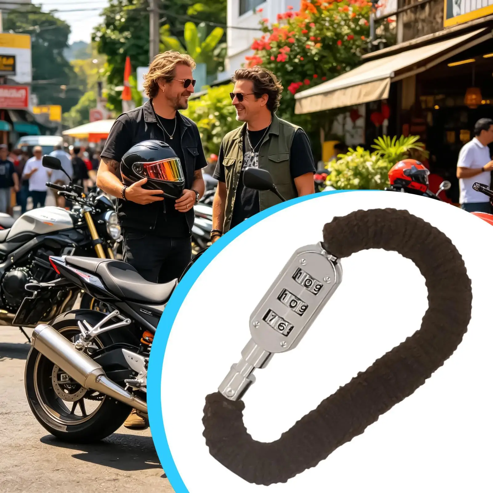 Combination Helmet Lock Motorcycle 3-Digit Backpack Locking Combination Lock Carabiner Keychain For Riders Travelers Women Men