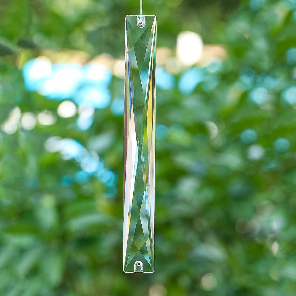 Multi Faceted Long Crystal Prism Sparkling Hanging Crystal Suncatcher Decor Window Garden Home Elegant Light Refracting Ornament
