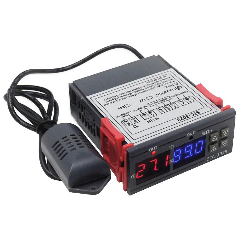 Imagem -05 - Display Digital Termostato Temperatura e Controle de Umidade Termômetro Higrômetro Incubadora Controlador Dc12v24v Ac220v Stc3028