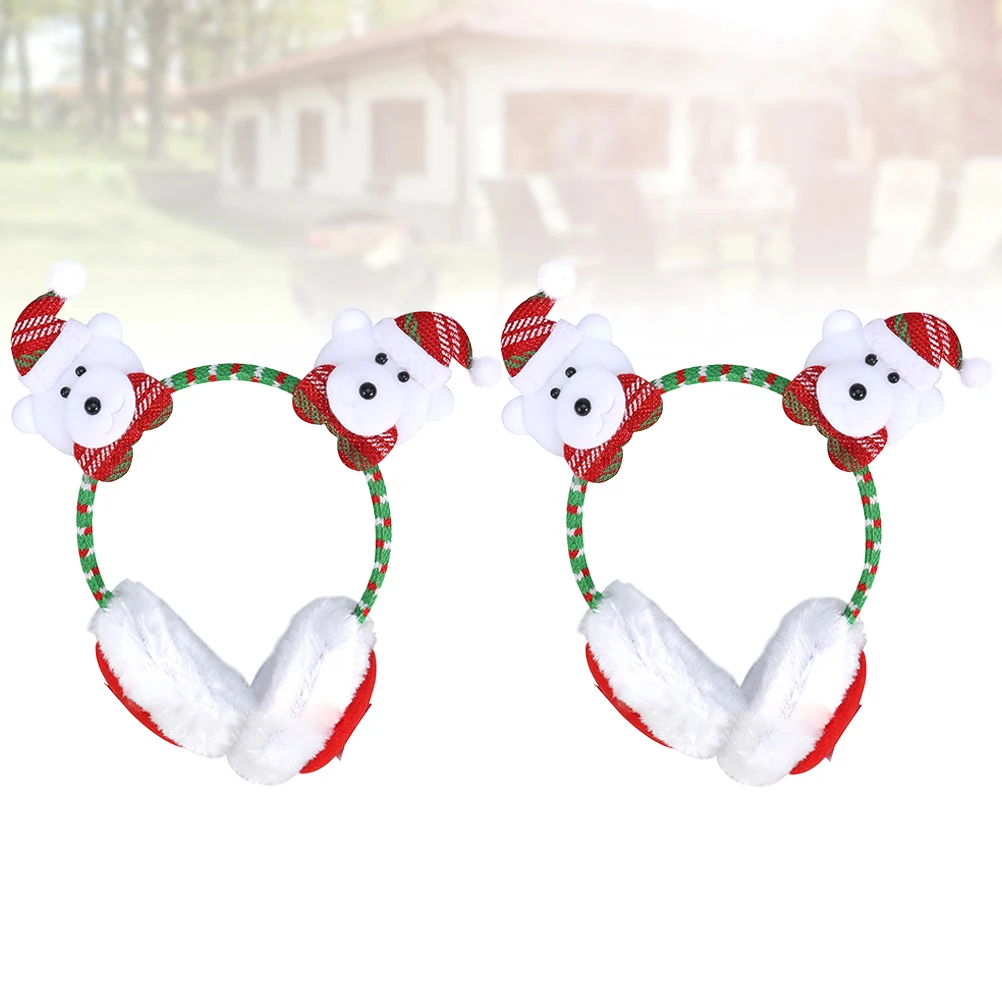 

2 Pcs Ear Muffs Bear Cups Warmers Christmas Winter Covers for