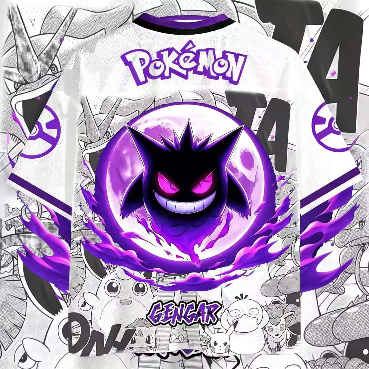 Summer Geng Ghost Theme Baseball-Stil, 3D-atmungsaktiv, schnell trocknend, V-Ausschnitt, kurzärmliges T-Shirt für Eltern und Kinder, passend für die ganze Familie, Kinder – Detail 4