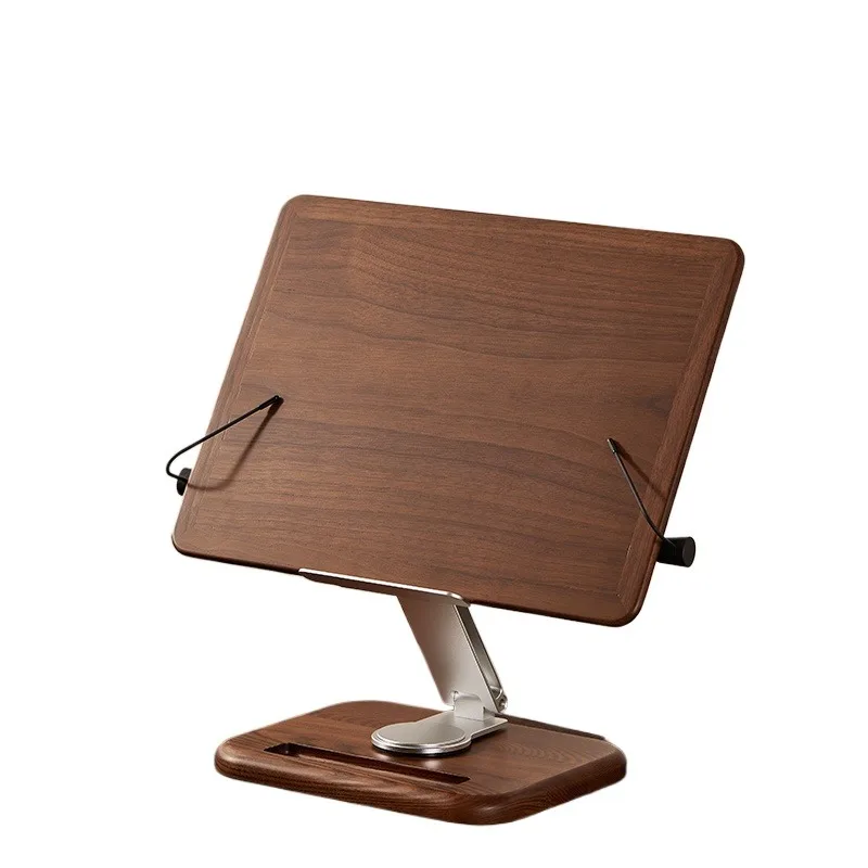 Solid wood bottom rotating reading stand reading reading book lifting desktop bookshelf book holder fixed book