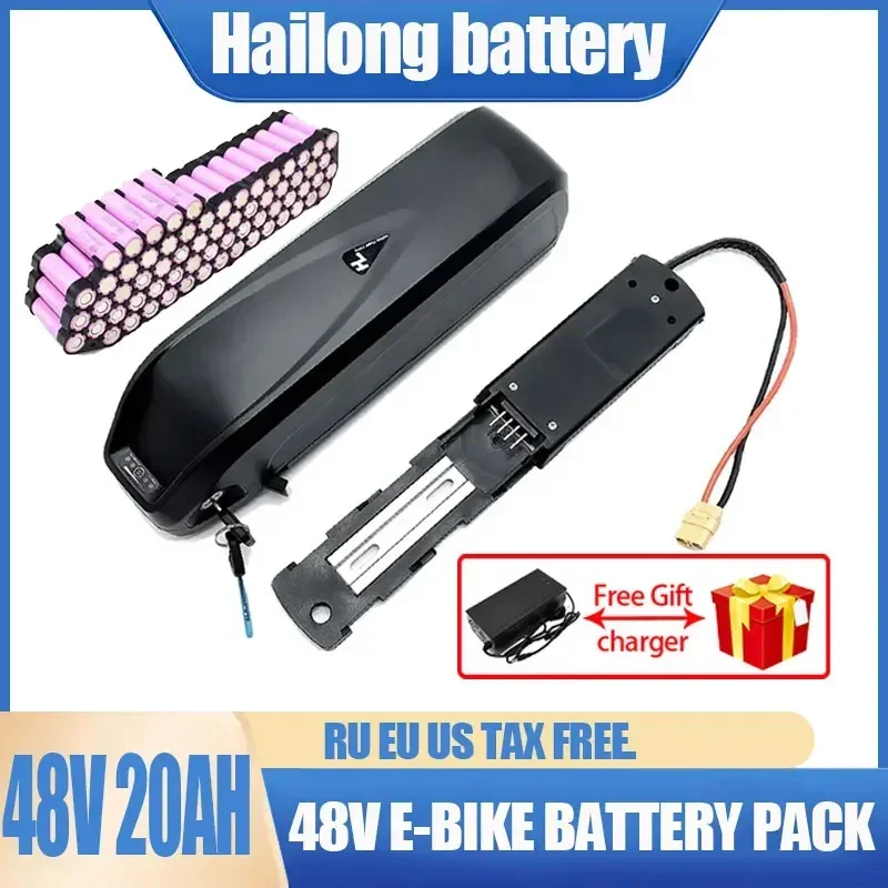 Original Hailong 48V 36V 52V 20AH Ebike Battery 18650 35E Cell 30A BMS  500W 750W 1000W Free Shipping and Duty-free Gift Charger