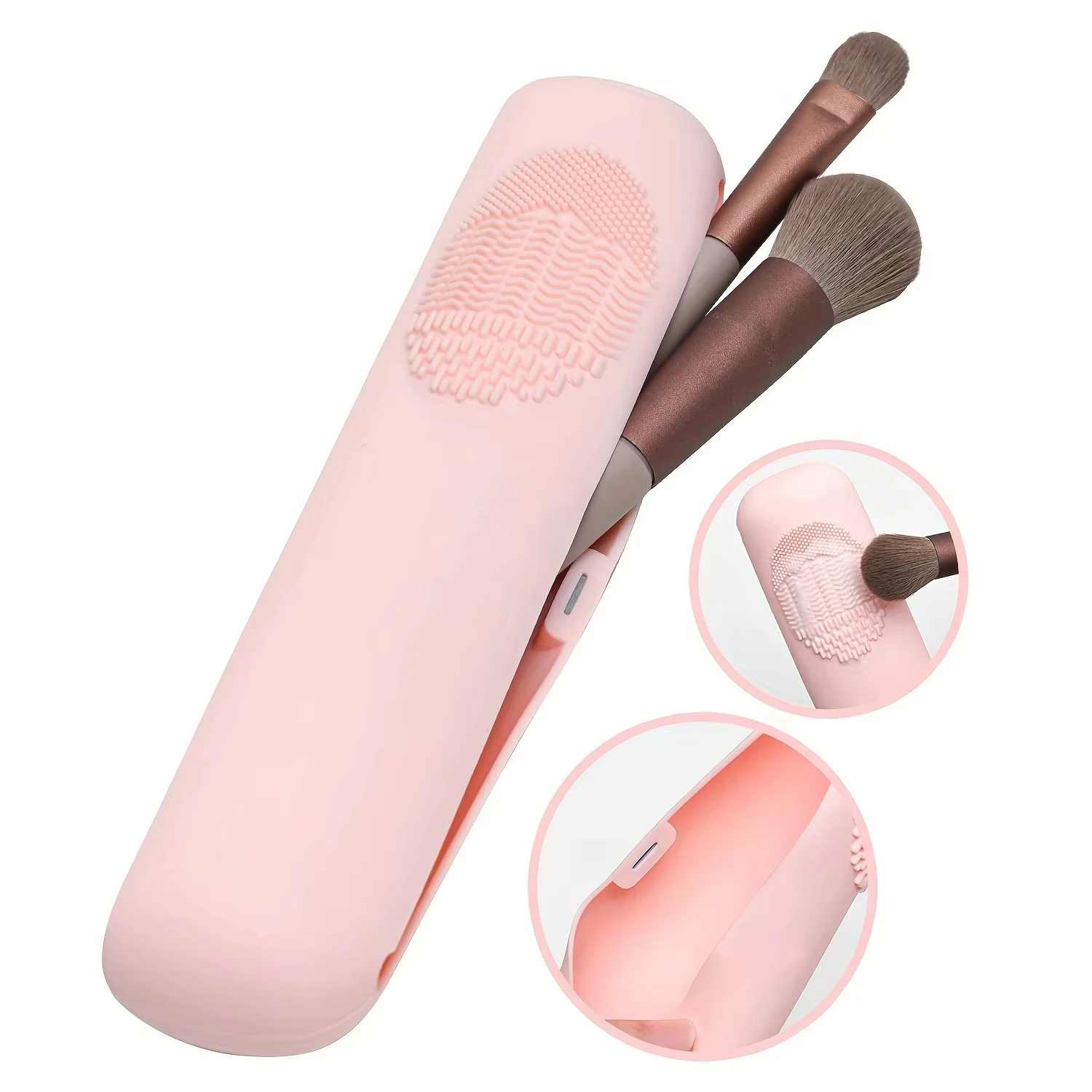 2-in-1 Silicone Travel Makeup Brush Holder with Magnetic Closure – High Quality Anti-Fall Design Soft Textured Organizer