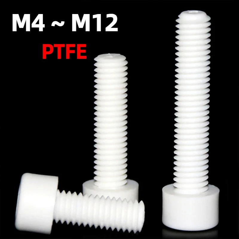 1 шт. винт с шестигранной головкой M4 M5 M6 M8 M10 M12 из PTFE, высокотемпературный, коррозионностойкий, длина 8-120 мм